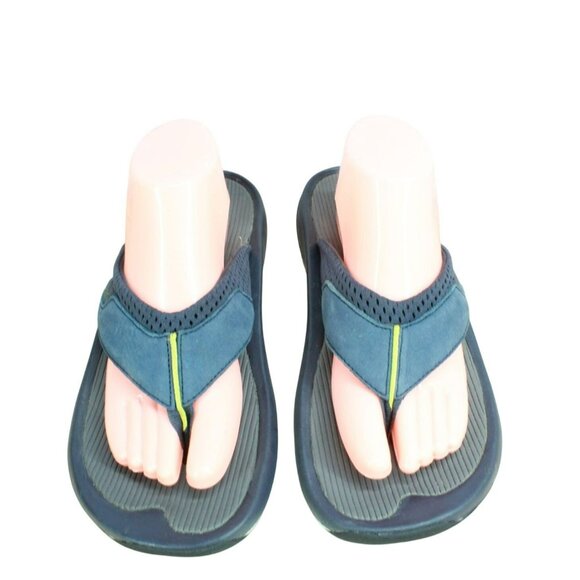LL Bean Swift River Blue Leather Perforated Athletic Flip-Flop Sandals Size 9 M - Picture 5 of 9